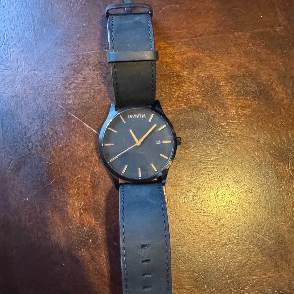 MVMT Black Leather Watch